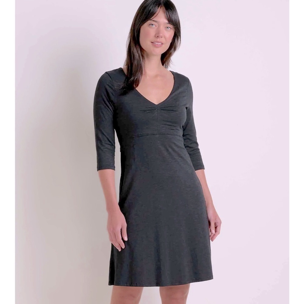 Toad&Co Rosalinda Dress black knee length 3/4 sleeve size X-Small